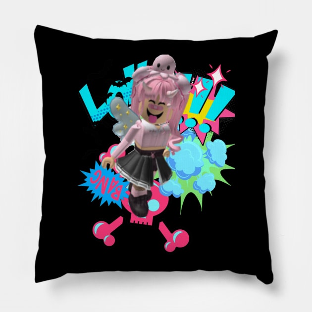 Aesthetic roblox girl sweet gothic essentia Pillow by Tianna Bahringer