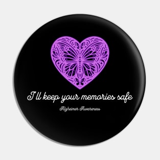 I will remember Alzheimer Awareness Purple Heart Butterflies Pin