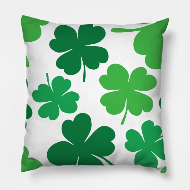 Lucky 4 Leaf Clover Pattern (green/white) Pillow by designminds1