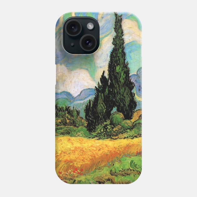 Wheat Field with Cypresses by Vincent van Gogh Phone Case by MasterpieceCafe