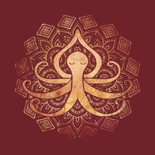 Golden Zen Octopus Meditating T-Shirt