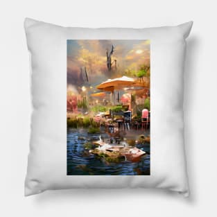 The Coffee Teal ocean Pond | Sunset Pond Cafe Pillow