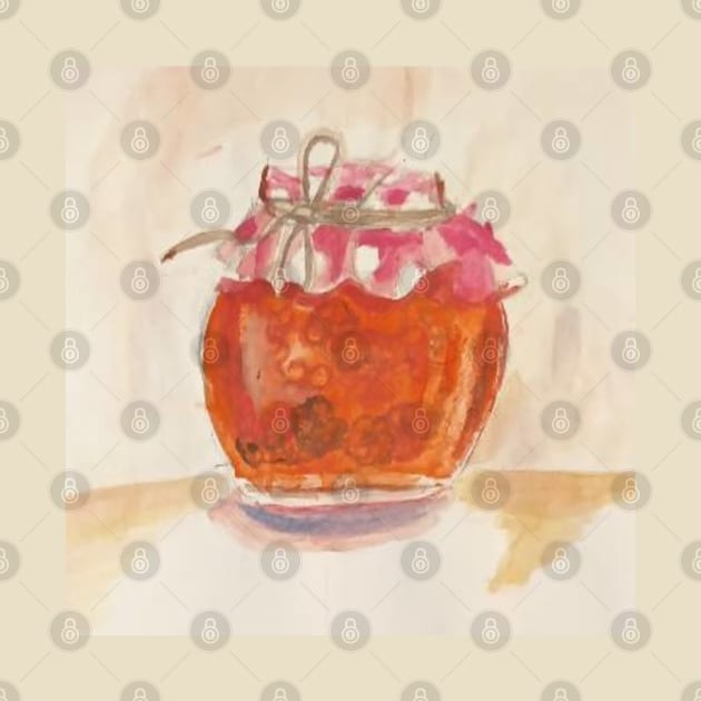 Jar with Apricot Jam by Mila-Ola_Art