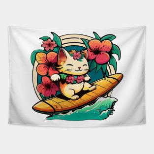 Kawaii Surf Kitty 2.0 Tapestry