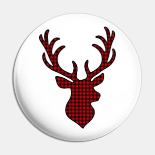 Plaid Deer Silhouette Pin