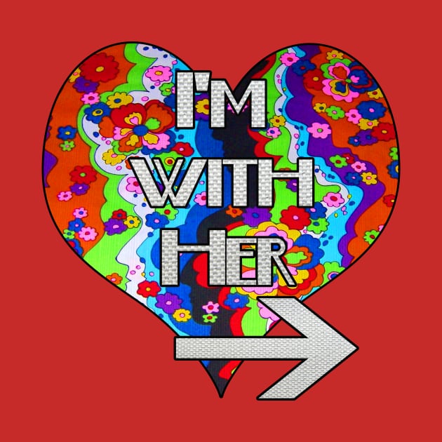 I'm with her retro rainbow matching couple design by artbyomega