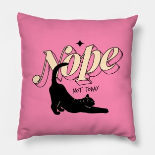 Monday Nope Black Cat in pink Pillow