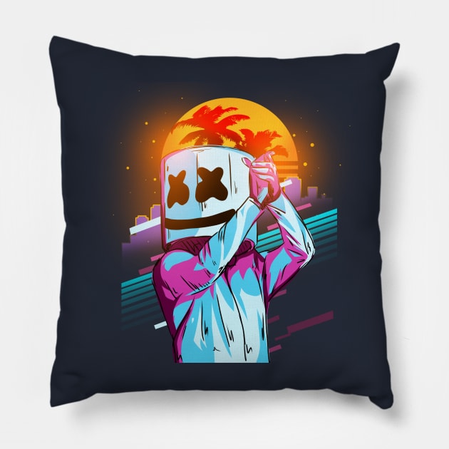 Marshmello Retro Vibe Pillow by DenielHast