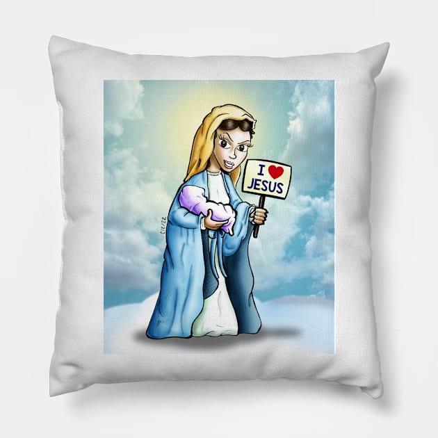 I love Jesus Pillow by CIZDIBUJOS