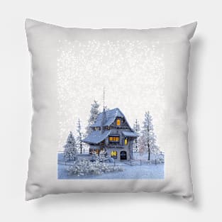 snowy house Pillow