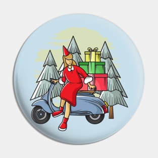 Scooter with women in christmas costumes Pin