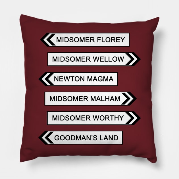 Midsomer Murder Signs #3 Pillow by Vandalay Industries