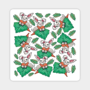 Chubby Bunny, Rabbit & Carrots Pattern Magnet