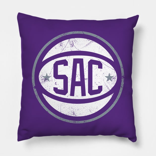 Sacramento Retro Ball - Purple Pillow by KFig21