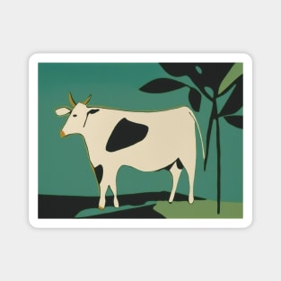 Cow on Green Background in Matisse Style Magnet