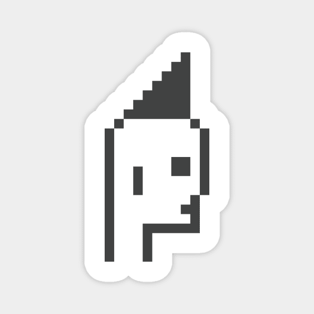 Pixel Art / Cool Mohawk - Black on White / ToolCtypto NFT Magnet by Magicform