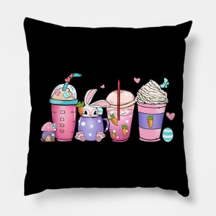 Happy Easter Bunny Coffee Lover Latte Iced Easter Day Pillow