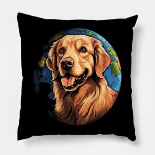 Golden Retriever Earth Day Pillow