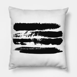 Black brush strokes on white background, monochrome. Print. Pillow