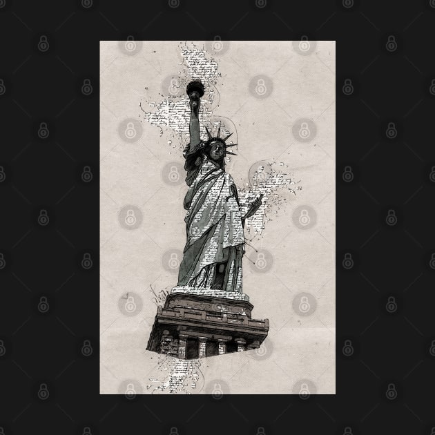 Statue of LIBERTY New York Monument Vintage Black and white by Naumovski