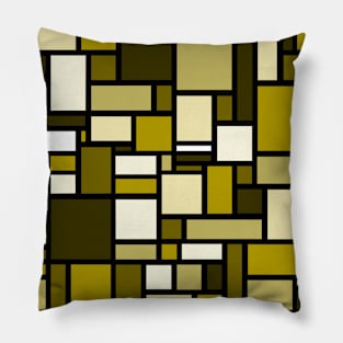 Yellow Brown Square and Rectangle Geometric Patterns - Disco Vibes Pillow