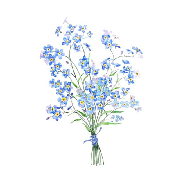 blue forget me not bouquet 2020 by colorandcolor