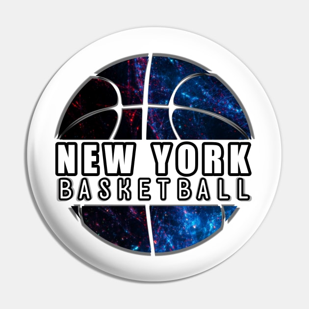 New York Basketball - Sports City Fan - Cosmic Abstract Pin by MaystarUniverse