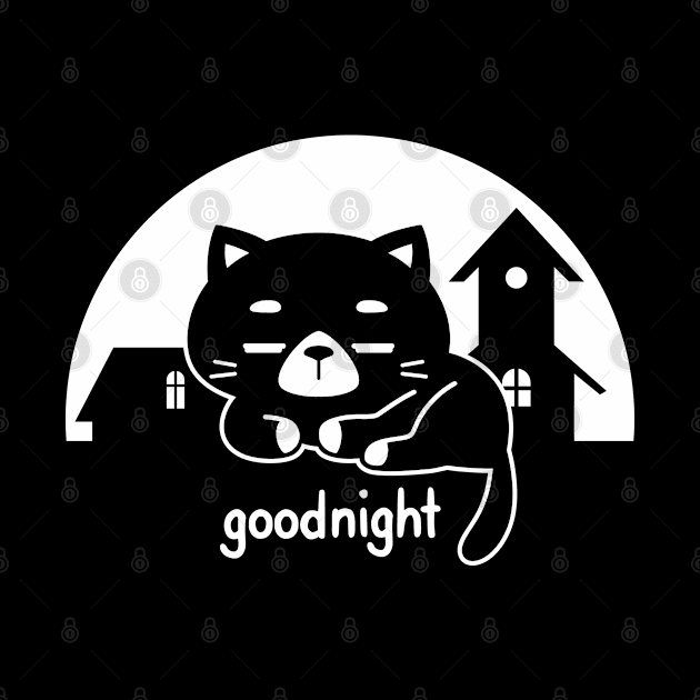 Cute black cat in the night by tkzgraphic