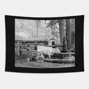 Mountain Homestead, 1906. Vintage Photo Tapestry