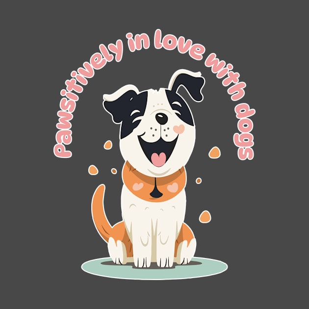 Pawsitively in Love with Dogs Cute and Funny Dog Lovers Gift by Space Surfer 