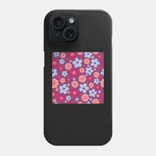 Hippie Floral Purple Blue Pink Seamless Pattern Phone Case