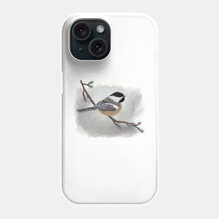 Chickadee Soft Pastel Drawing on Grey Phone Case