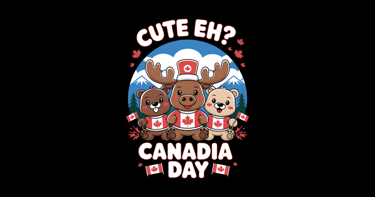 Cute Eh Happy Canada day Flag - Canada Day - Sticker | TeePublic