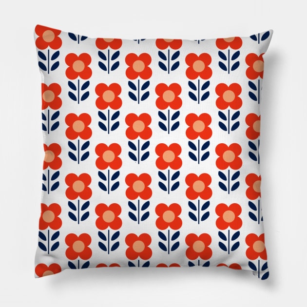 Retro Daisy Pattern Pillow by KathrinLegg