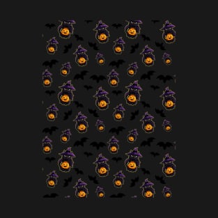 Cat Witch - Halloween Pattern T-Shirt