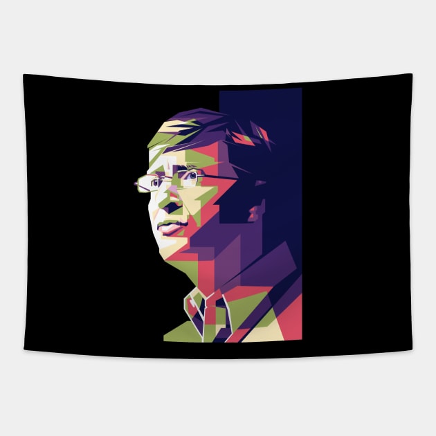 Bill Gates in pop art style wpap Tapestry by Sterelax Studio