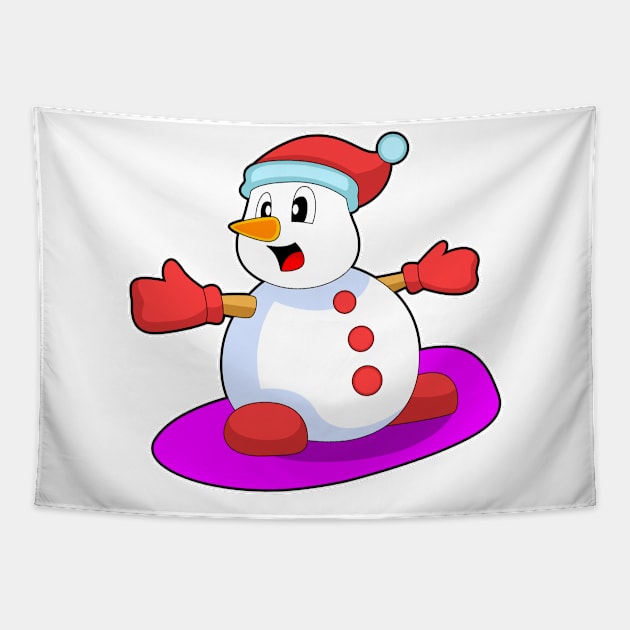 Snowman Snowboard Winter sports Tapestry by Markus Schnabel