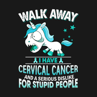 funny cervical cancer grumpy unicorn warrior T-Shirt