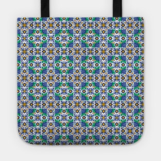 Medieval tile with grape roses floral fleur de lis pattern Tote