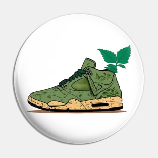 Step into a Greener Future with Our Beige, Brown & Green Sneaker Design Pin