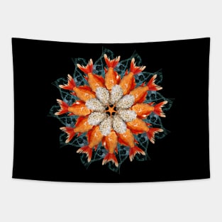 orange fishes dance mandala Tapestry