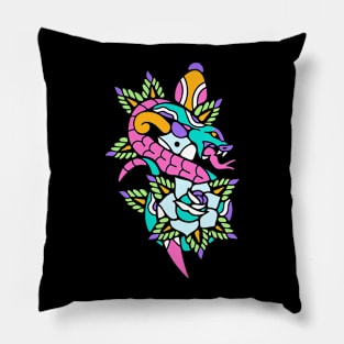 Snake dagger and rose Pillow