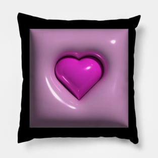 pink 3d heart in 3d cushion Pillow