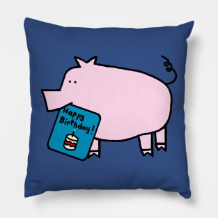 Pink Pig with Birthday Greetings Pillow