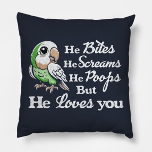 Quaker Parrot Loves You Pillow