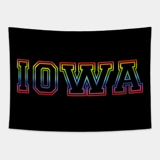 Iowa Pride Rainbow Black Tapestry