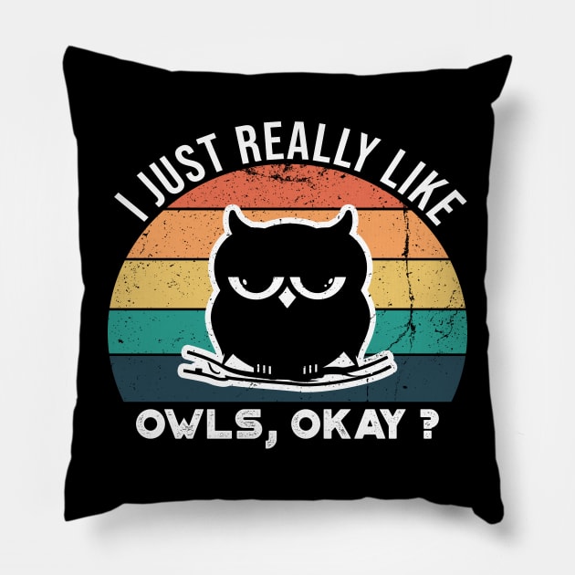 I Just Really Like Owls, OKay? Pillow by VanTees