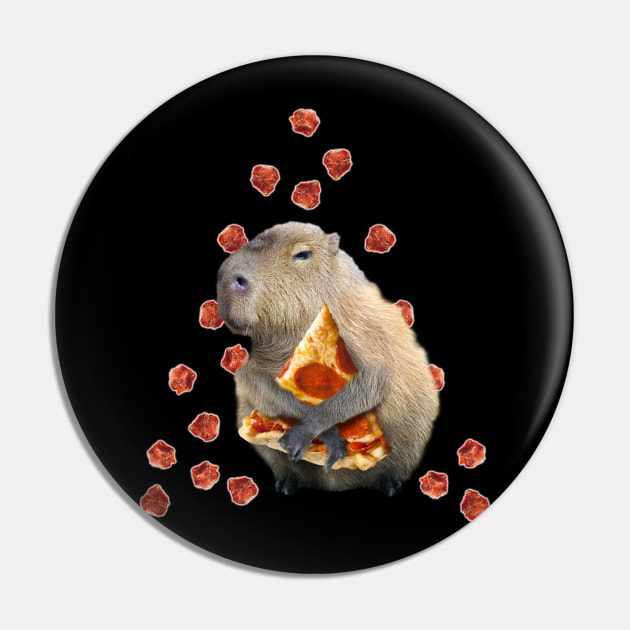 Capybara Capybaras Eating Pizza, Funny Cute Pin by Random Galaxy