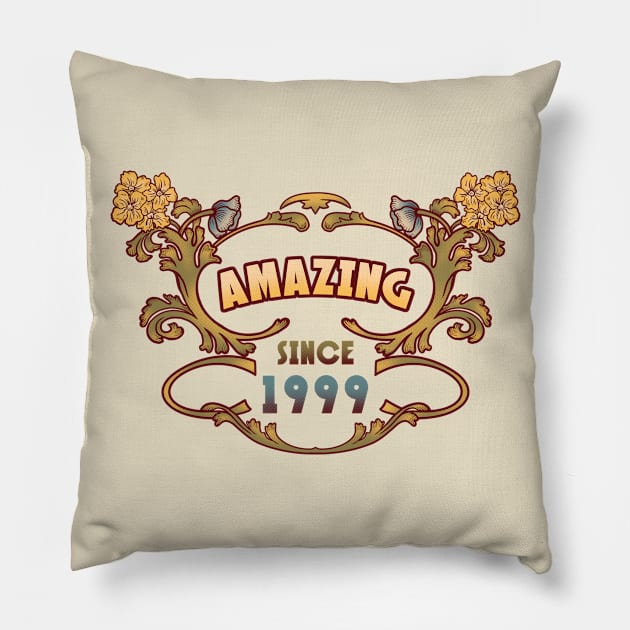 AMAZING SINCE 1999 art nouveau vintage retro 90s Pillow by leepianti