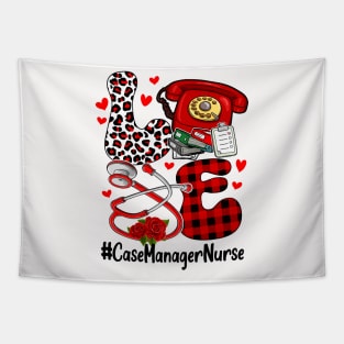 LOVE Case Manager Nurse Heart Leopard Valentine_s Day Tapestry